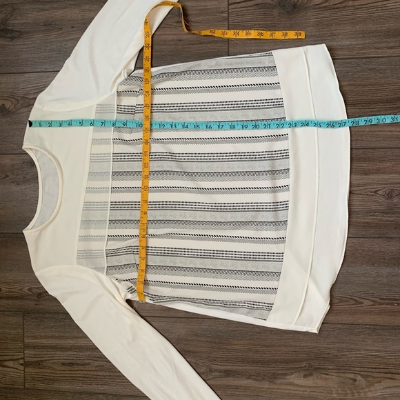 Elegant Cream and Black Striped Women's Top - Picture 4 of 4